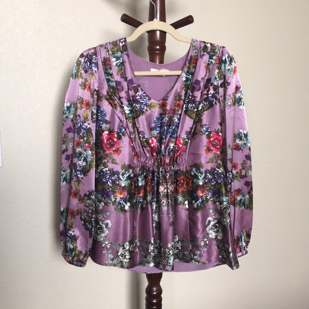 Sundance Purple Floral Silk Top